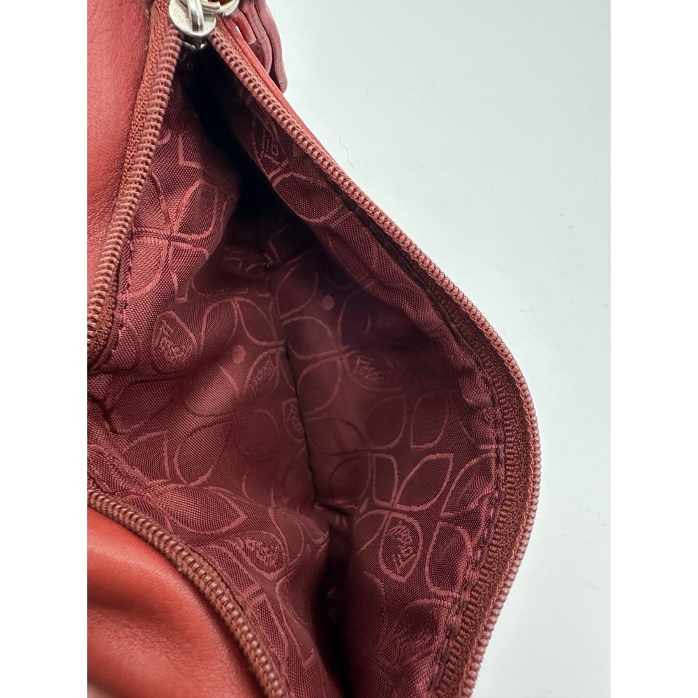 Fossil Red Leather Clutch Wallet Wristlet Organizer Women's Snap Zip - Picture 8 of 10